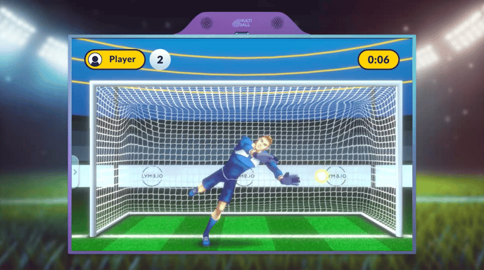 Image showing the new Goal 3D game with the AI goal keeper jumping for the ball